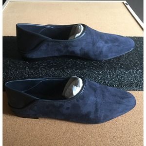 VINCE BRANINE Women's Blue Suede/ Nappa Leather Flat Loafer Slip Ons Size 6